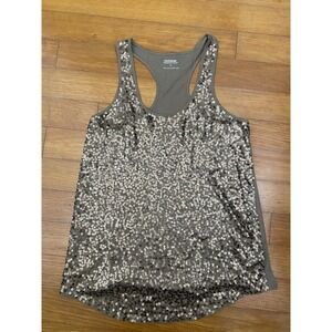 Express Women's Sequin Tank Top Small‎ Taupe Dream weight Cotton EUC
